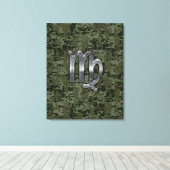 Maagd dierentuin op Groene Digitale Camo Canvas Afdruk (Insitu (Houten vloer))