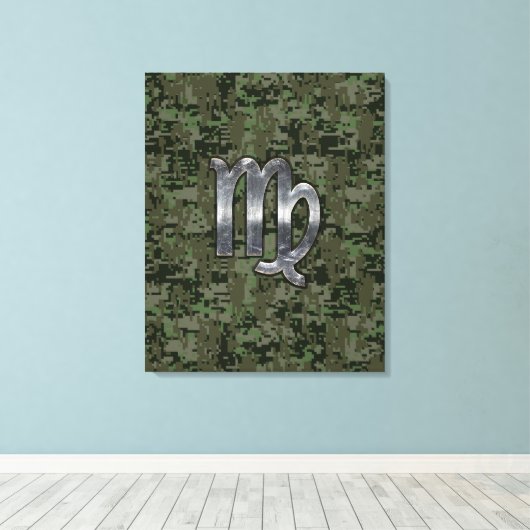 Maagd dierentuin op Groene Digitale Camo Canvas Afdruk (Insitu (Houten vloer))