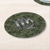 Maagd dierentuin op Groene Digitale Camo Ronde Kartonnen Onderzetter (Gebogen)