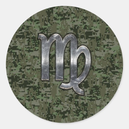 Maagd dierentuin op Groene Digitale Camo Ronde Sticker (Voorkant)