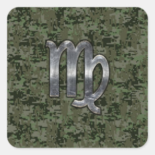 Maagd dierentuin op Groene Digitale Camo Vierkante Sticker