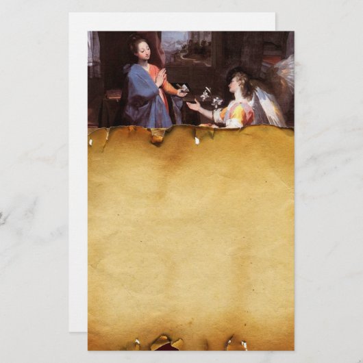 MAAGD EN AANKONDIGING ENGEL ,Perkament Briefpapier (Voorkant / Achterkant)