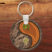 Maagd en houten aap sleutelhanger (Achterkant)