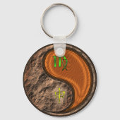 Maagd en houten aap sleutelhanger (Achterkant)