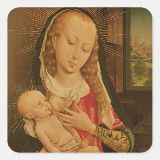 Maagd en kind 2 vierkante sticker (Voorkant)