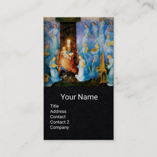 MAAGD EN KIND ,BLAUWE MUZIKALE ENGELEN Zwart Papie Visitekaartje (Voorkant)