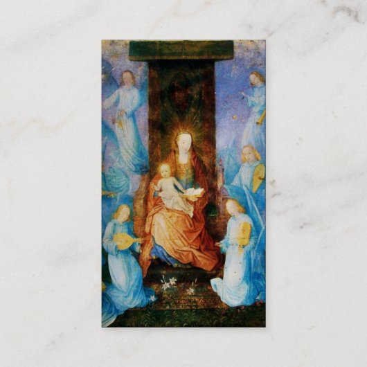 MAAGD EN KIND ,BLAUWE MUZIKALE ENGELEN Zwart Papie Visitekaartje (Achterkant)