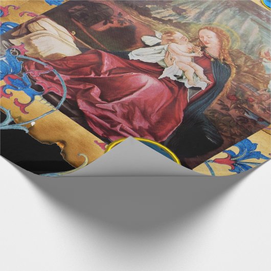 MAAGD EN KIND, BLOEMIG KERSTPERKAMENT CADEAUPAPIER (Hoek)