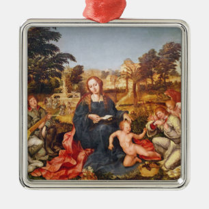 Maagd en kind en engelen, 1536-38 metalen ornament