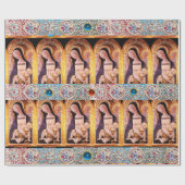 MAAGD EN KIND, ENGELEN MET RODE BLAUWE EDELSTENEN CADEAUPAPIER (Vlak)