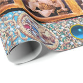 MAAGD EN KIND, ENGELEN MET RODE BLAUWE EDELSTENEN CADEAUPAPIER (Rol Hoek)