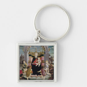 Maagd en kind Enthroned Sleutelhanger