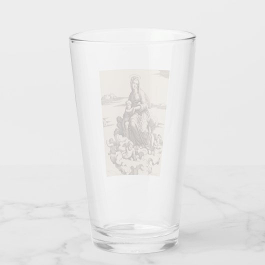 Maagd en kind in de wolken glas (Achterkant)