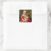Maagd en kind 'Madonna met de Iris', 1508 Vierkante Sticker (Tas)