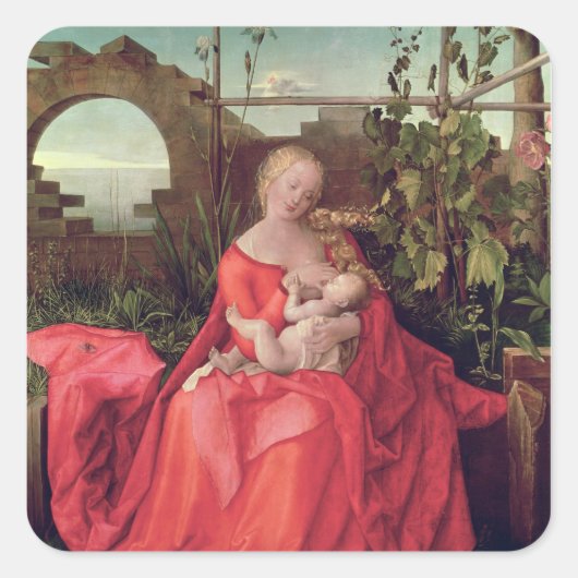 Maagd en kind 'Madonna met de Iris', 1508 Vierkante Sticker (Voorkant)