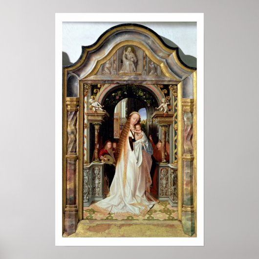 Maagd en Kind met Drie Angels, centraal paneel Poster (Voorkant)