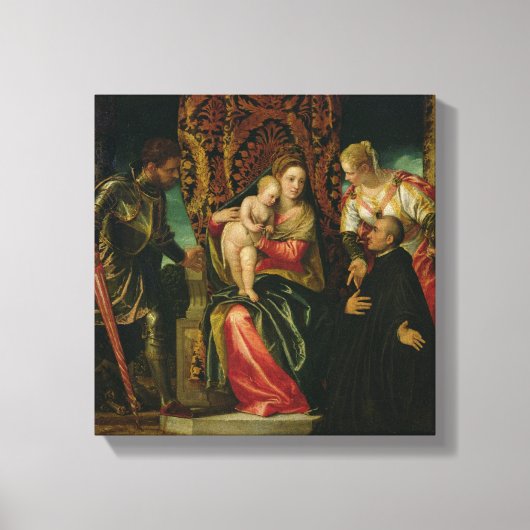 Maagd en kind met een Benedictine-monnik Canvas Afdruk (Voorkant)
