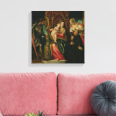 Maagd en kind met een Benedictine-monnik Canvas Afdruk (Insitu (Woonkamer))
