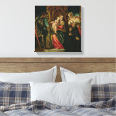 Maagd en kind met een Benedictine-monnik Canvas Afdruk (Insitu (Slaapkamer))