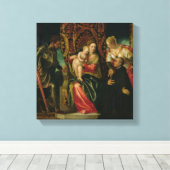 Maagd en kind met een Benedictine-monnik Canvas Afdruk (Insitu (Houten vloer))