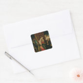 Maagd en kind met een Benedictine-monnik Vierkante Sticker (Envelop)