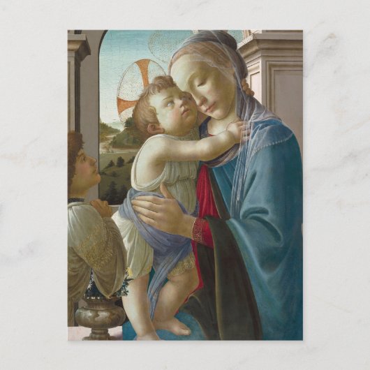 Maagd en kind met een engel, Sandro Botticelli Briefkaart (Voorkant)