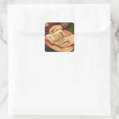 Maagd en kind met heiligen vierkante sticker (Tas)