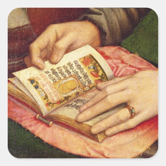 Maagd en kind met heiligen vierkante sticker (Voorkant)