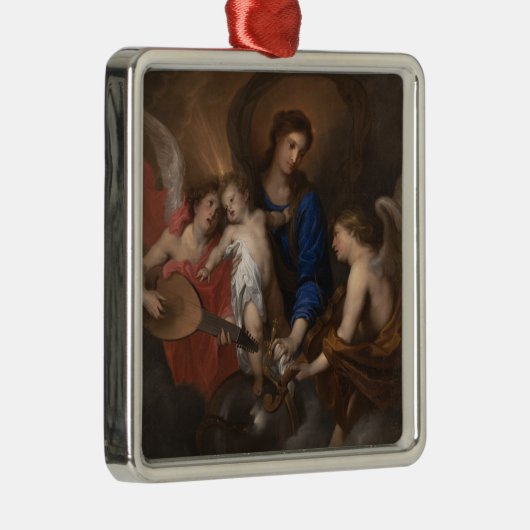 Maagd en kind met muziek die Angels maken Metalen Ornament (Rechts)