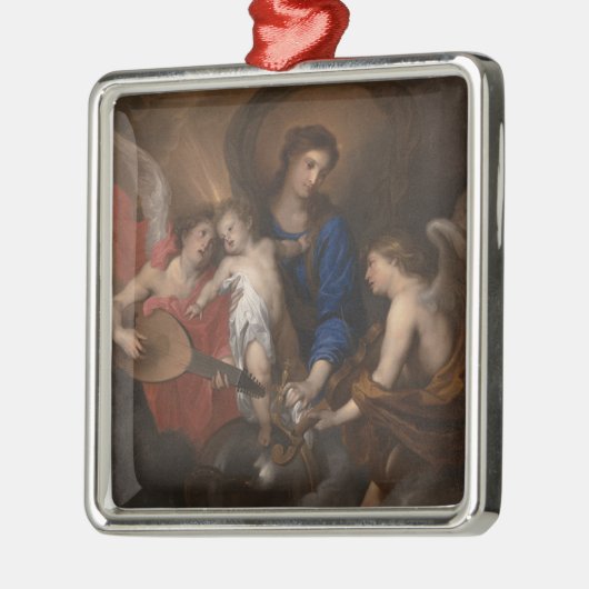 Maagd en kind met muziek die Angels maken Metalen Ornament (Links)