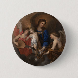 Maagd en kind met muziek die Angels maken Ronde Button 5,7 Cm