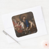 Maagd en kind met muziek die Angels maken Vierkante Sticker (Envelop)