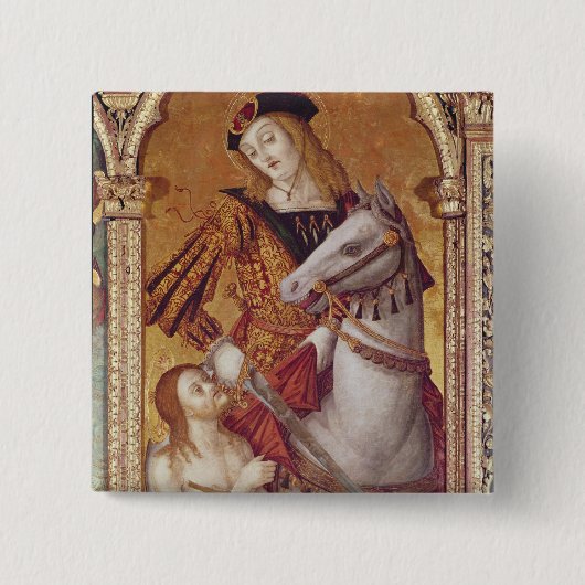 Maagd en kind met SS. Gregory en Martin Vierkante Button 5,1 Cm (Voorkant)