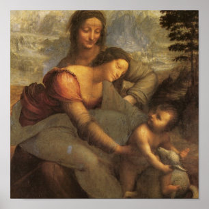 Maagd en kind met St. Anne en Lamb door DaVinci Poster