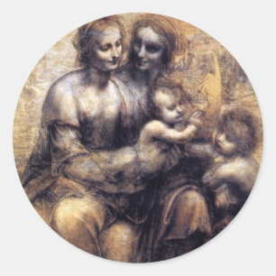 Maagd en kind met St. Anne sketch Ronde Sticker