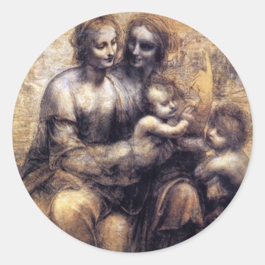 Maagd en kind met St. Anne sketch Ronde Sticker (Voorkant)