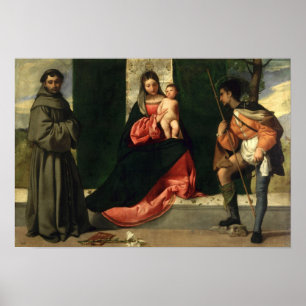 Maagd en kind met St. Anthony van Padua Poster