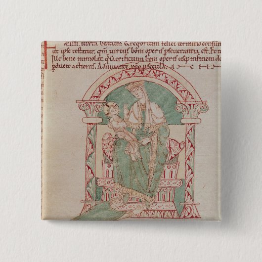Maagd en kind met St. Gregory de Grote Vierkante Button 5,1 Cm (Voorkant)