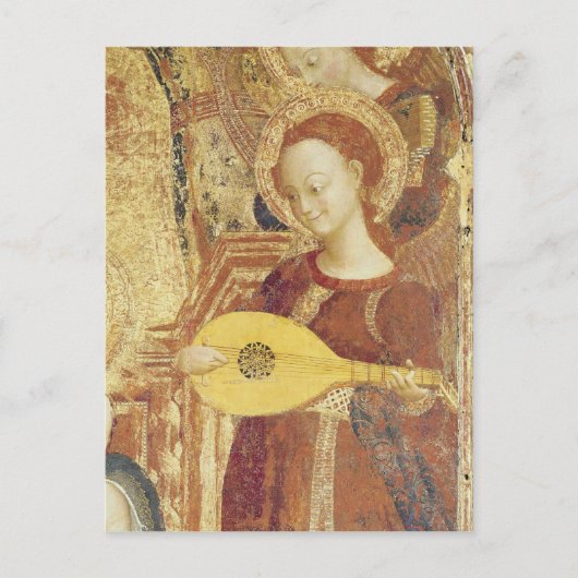 Maagd en kind met zes engelen briefkaart (Voorkant)