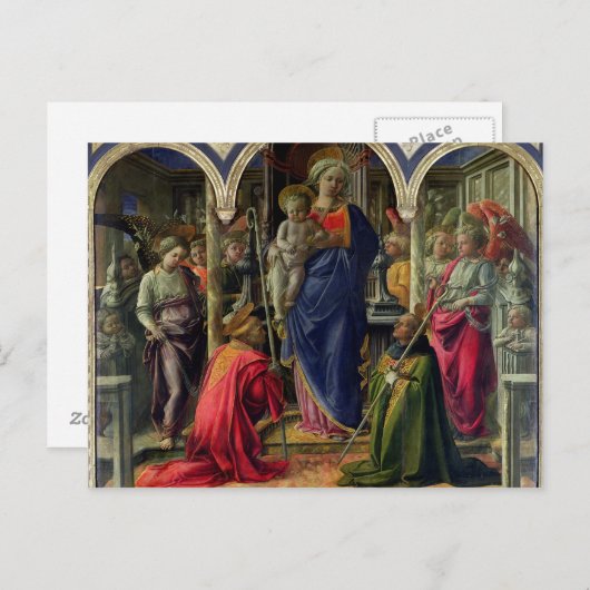 Maagd en kind omringd door Angels Briefkaart (Voorkant / Achterkant)