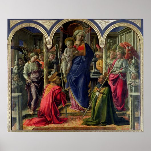 Maagd en kind omringd door Angels Poster (Voorkant)