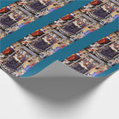 Maagd en kind op de troon met muziek maken engel cadeaupapier (Hoek)