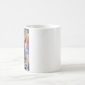 Maagd en kind op de troon met muziek maken engel koffiemok (Center)