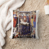 Maagd en kind op de troon met muziek maken engel kussen (Deken)