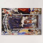 Maagd en kind op de troon met muziek maken engel legpuzzel (Horizontaal)