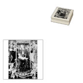 Maagd en kind op de troon met muziek maken engel rubberstempel (Gestempeld)