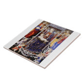 Maagd en kind op de troon met muziek maken engel tegeltje (Zijkant)