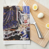 Maagd en kind op de troon met muziek maken engel theedoek (Quarter Fold)