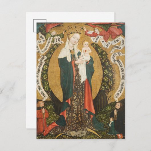 Maagd en kind op een Crescent Moon uit Destna Briefkaart (Voorkant / Achterkant)