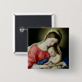Maagd en kind vierkante button 5,1 cm (Voorkant /achterkant)